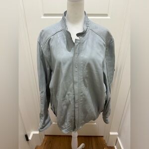 Vintage Men’s Italian Zerimar Slate Blue Leather Bomber Jacket. Size Large.